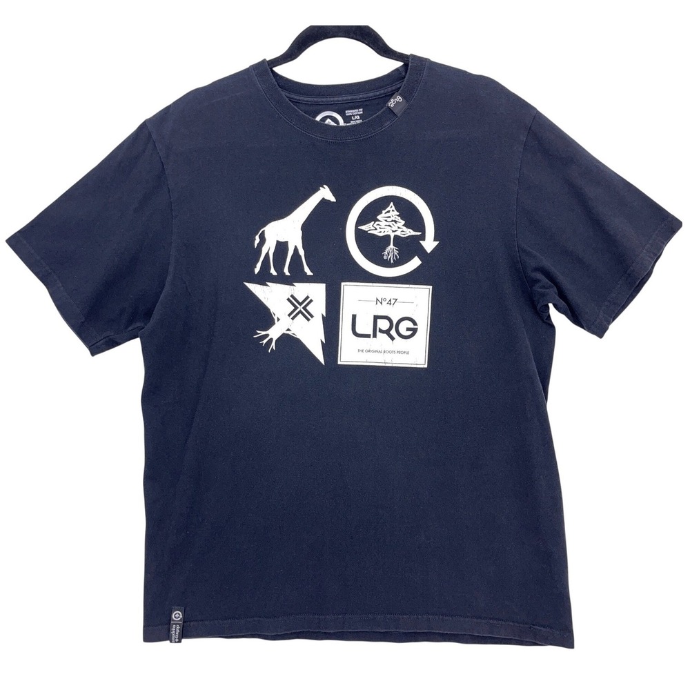 LRG Black Graphic T-Shirt Large Short Sleeve Standard Fit Cotton Tee
